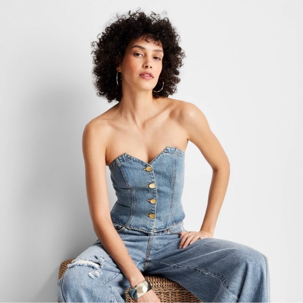 Women's Button-Front Denim Corset - Future
Collective™ with Jenee Naylor Blue XL